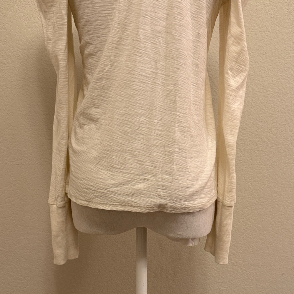Nation Zahara Feme Mock Neck Cream‎ Long Sleeve Top with Ruffled Neck Size Small - Picture 6 of 11